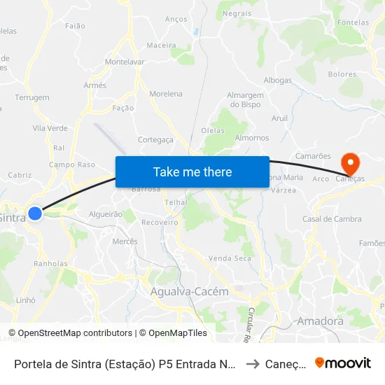 Portela de Sintra (Estação) P5 Entrada Norte to Caneças map