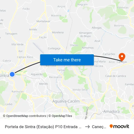Portela de Sintra (Estação) P10 Entrada Sul to Caneças map