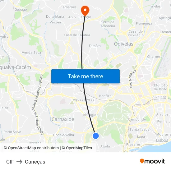 CIF to Caneças map