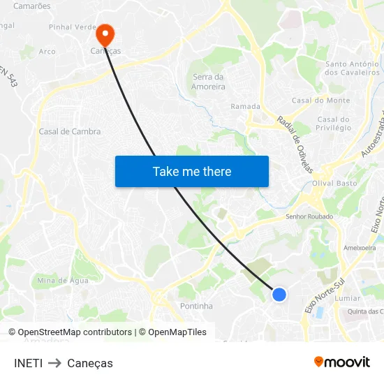 INETI to Caneças map