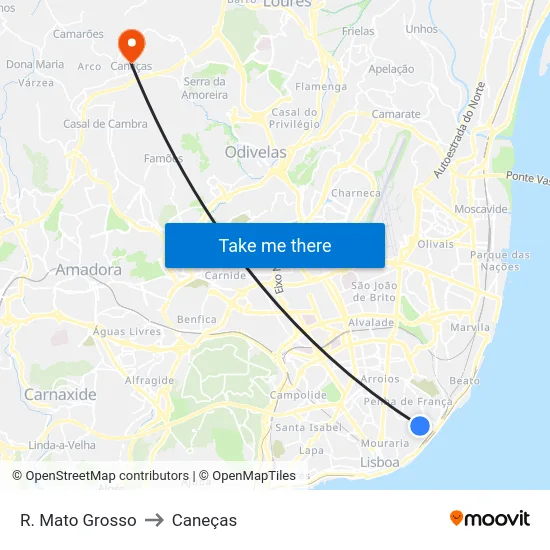 R. Mato Grosso to Caneças map