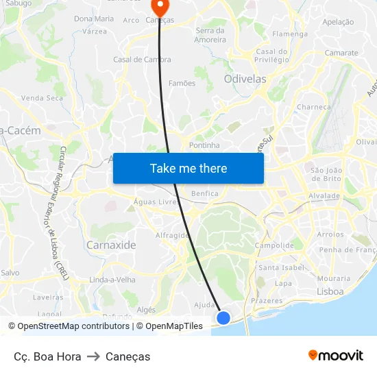 Cç. Boa Hora to Caneças map