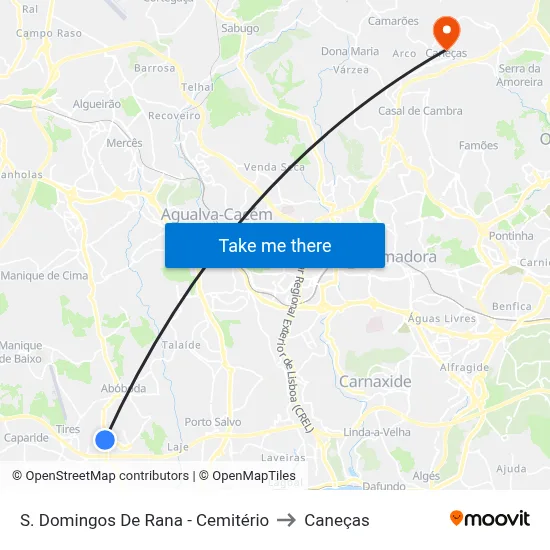 S. Domingos De Rana - Cemitério to Caneças map