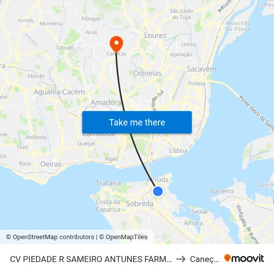 CV PIEDADE R SAMEIRO ANTUNES FARMÁCIA to Caneças map