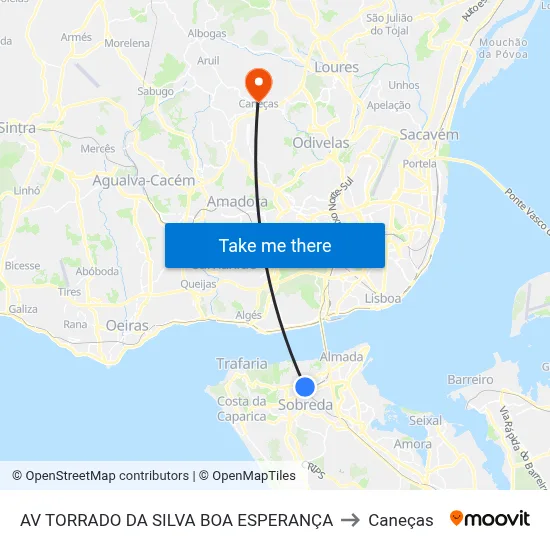 AV TORRADO DA SILVA BOA ESPERANÇA to Caneças map
