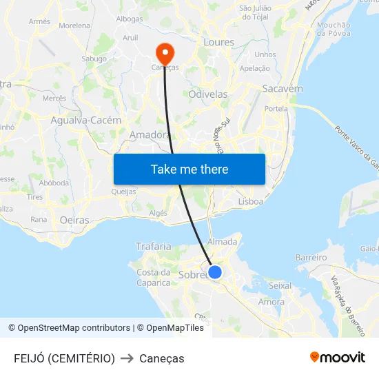 FEIJÓ (CEMITÉRIO) to Caneças map