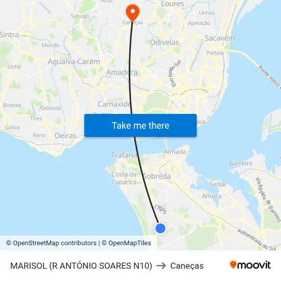 MARISOL (R ANTÓNIO SOARES N10) to Caneças map