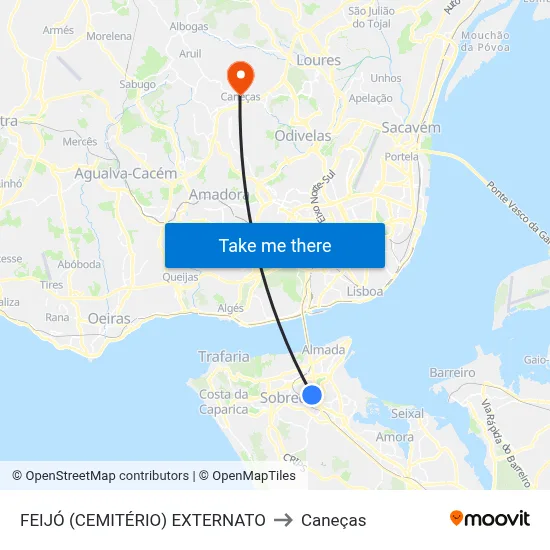 FEIJÓ (CEMITÉRIO) EXTERNATO to Caneças map