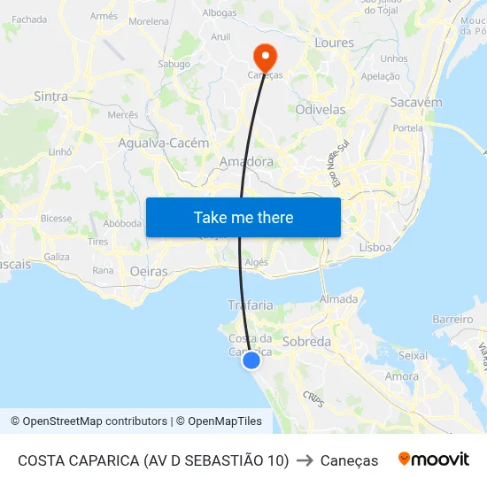 COSTA CAPARICA (AV D SEBASTIÃO 10) to Caneças map