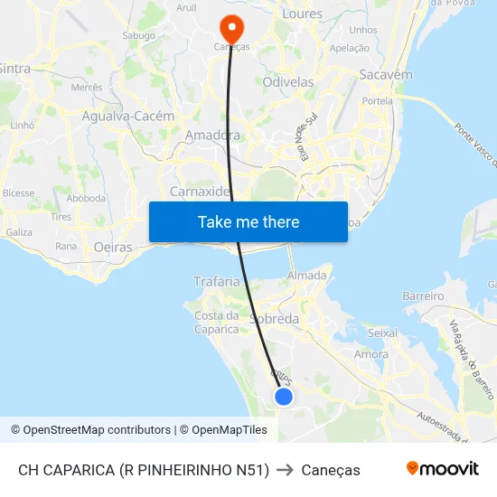 CH CAPARICA (R PINHEIRINHO N51) to Caneças map