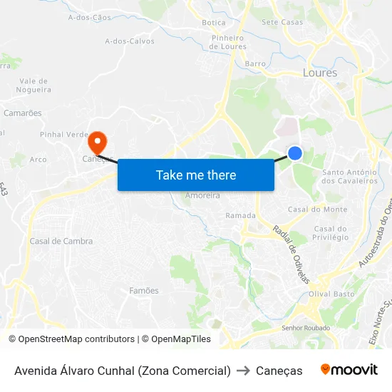 Avenida Álvaro Cunhal (Zona Comercial) to Caneças map