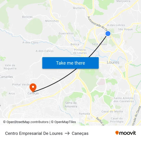 Centro Empresarial De Loures to Caneças map