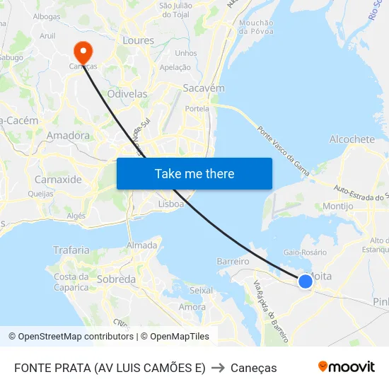 FONTE PRATA (AV LUIS CAMÕES E) to Caneças map