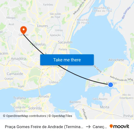 Praça Gomes Freire de Andrade (Terminal) P1 to Caneças map
