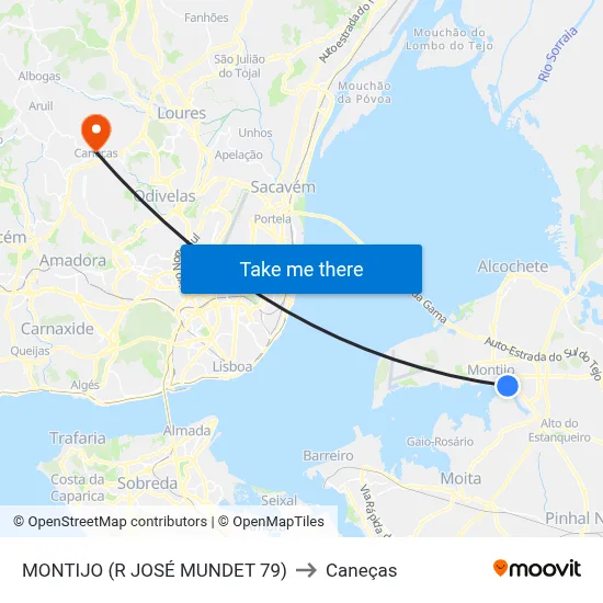 MONTIJO (R JOSÉ MUNDET 79) to Caneças map