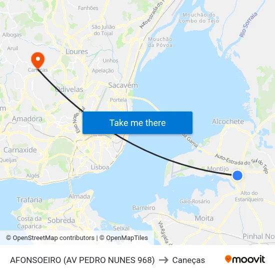 AFONSOEIRO (AV PEDRO NUNES 968) to Caneças map