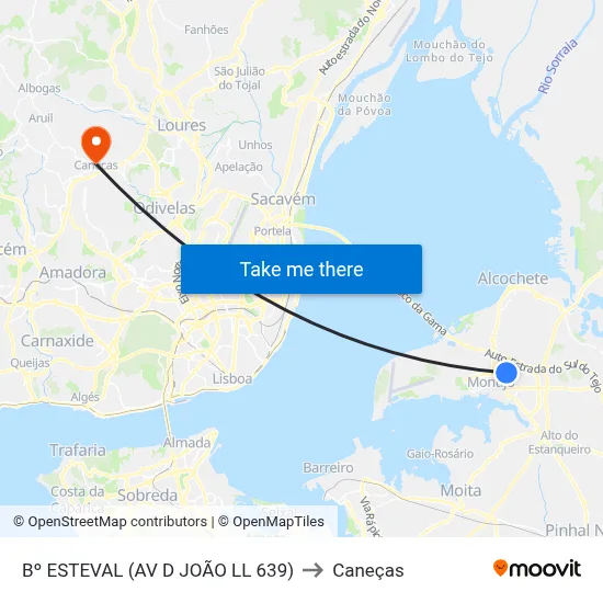 Bº ESTEVAL (AV D JOÃO LL 639) to Caneças map