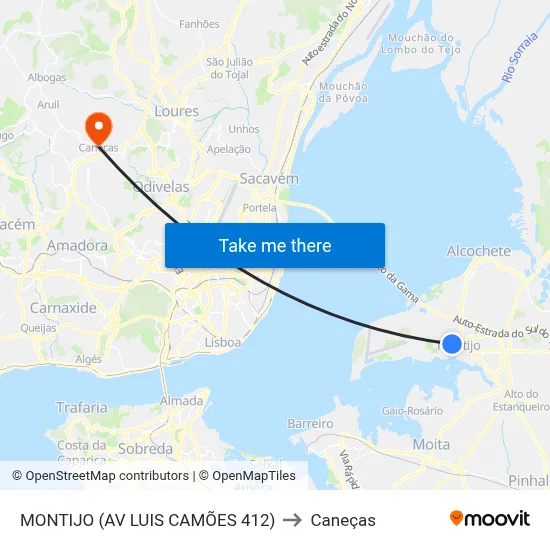 MONTIJO (AV LUIS CAMÕES 412) to Caneças map