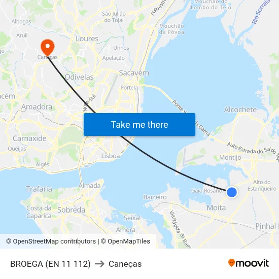 BROEGA (EN 11 112) to Caneças map