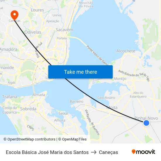 Escola Básica José Maria dos Santos to Caneças map