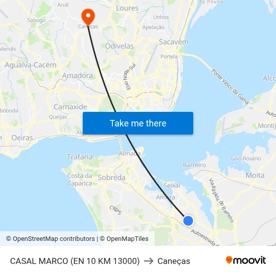 CASAL MARCO (EN 10 KM 13000) to Caneças map