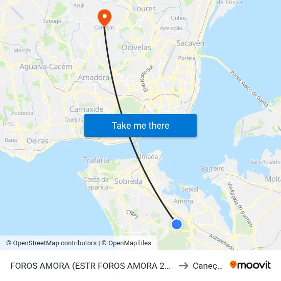 FOROS AMORA (ESTR FOROS AMORA 204) to Caneças map