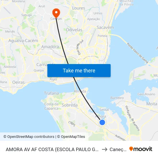 AMORA AV AF COSTA (ESCOLA PAULO GAMA) to Caneças map