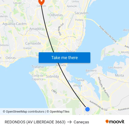 REDONDOS (AV LIBERDADE 3663) to Caneças map