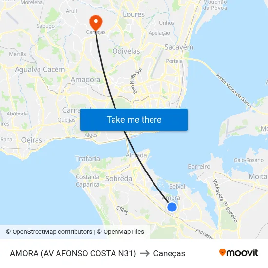 AMORA (AV AFONSO COSTA N31) to Caneças map