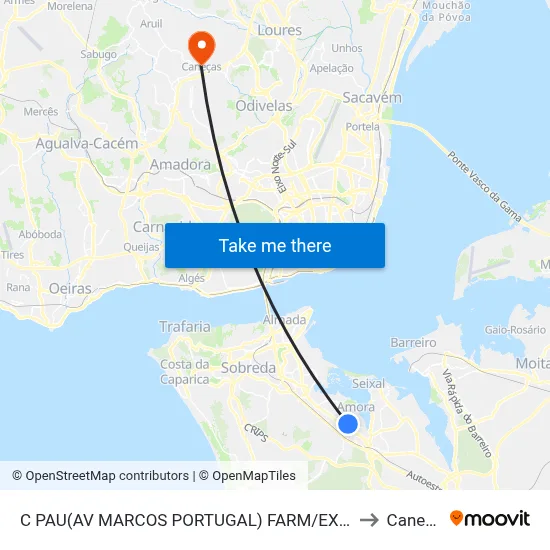 C PAU(AV MARCOS PORTUGAL) FARM/EXTERNATO to Caneças map