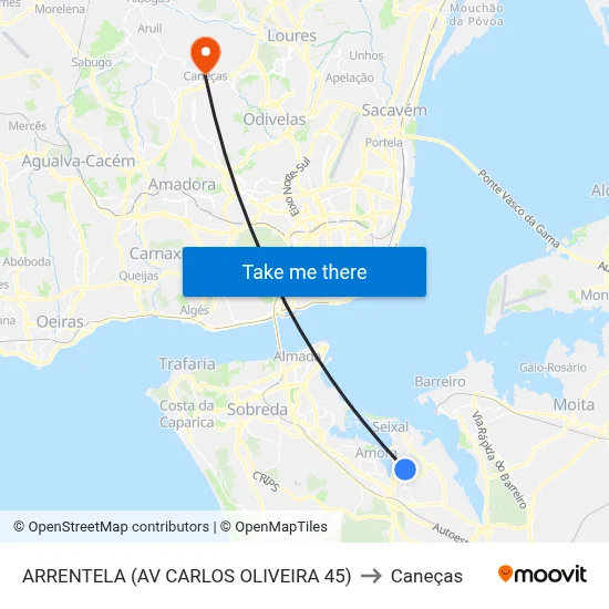 ARRENTELA (AV CARLOS OLIVEIRA 45) to Caneças map