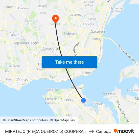 MIRATEJO (R EÇA QUEIROZ 6) COOPERATIVA to Caneças map