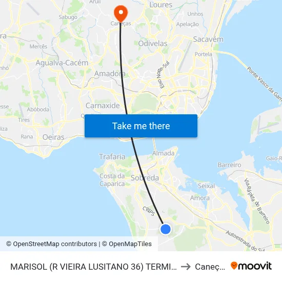 MARISOL (R VIEIRA LUSITANO 36) TERMINAL to Caneças map