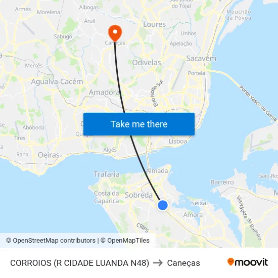 CORROIOS (R CIDADE LUANDA N48) to Caneças map