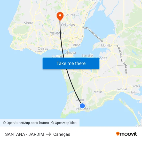 SANTANA - JARDIM to Caneças map