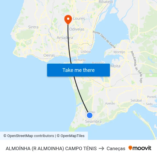ALMOÍNHA (R ALMOINHA) CAMPO TÉNIS to Caneças map
