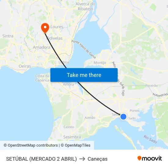 SETÚBAL (MERCADO 2 ABRIL) to Caneças map