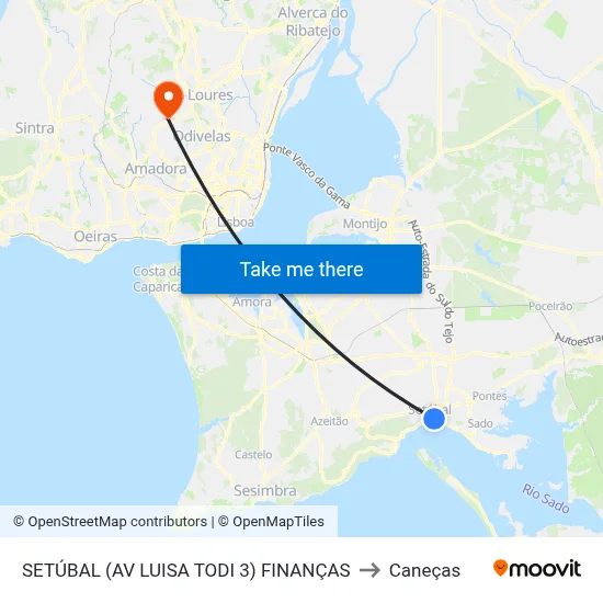 SETÚBAL (AV LUISA TODI 3) FINANÇAS to Caneças map