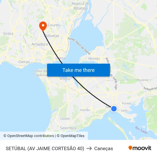 SETÚBAL (AV JAIME CORTESÃO 40) to Caneças map