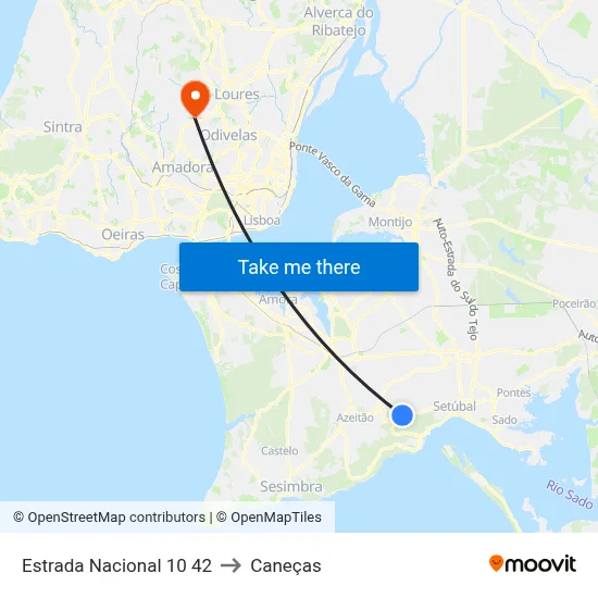 Estrada Nacional 10 42 to Caneças map