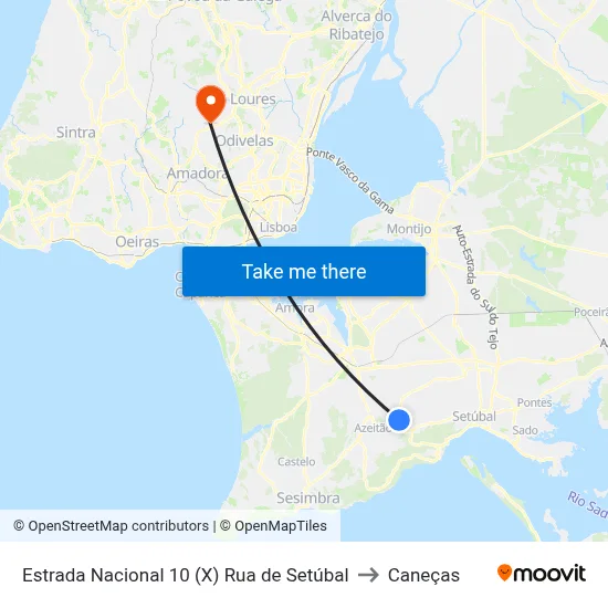 Estrada Nacional 10 (X) Rua de Setúbal to Caneças map