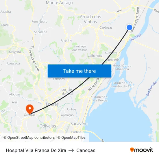 Hospital Vila Franca De Xira to Caneças map
