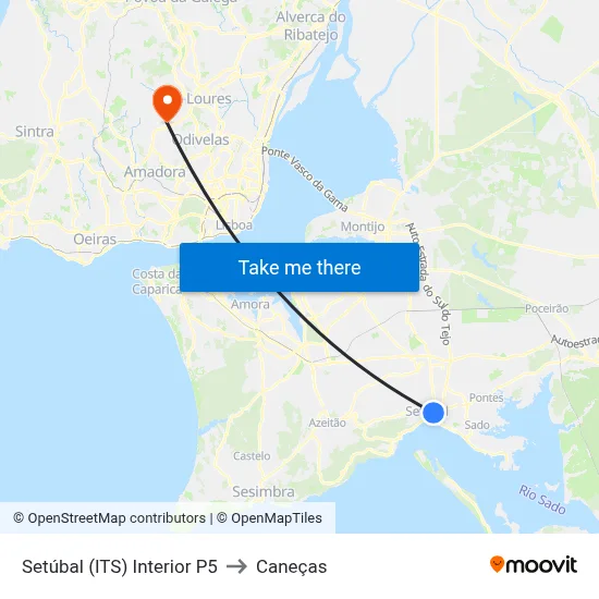 Setúbal (ITS) Interior P5 to Caneças map