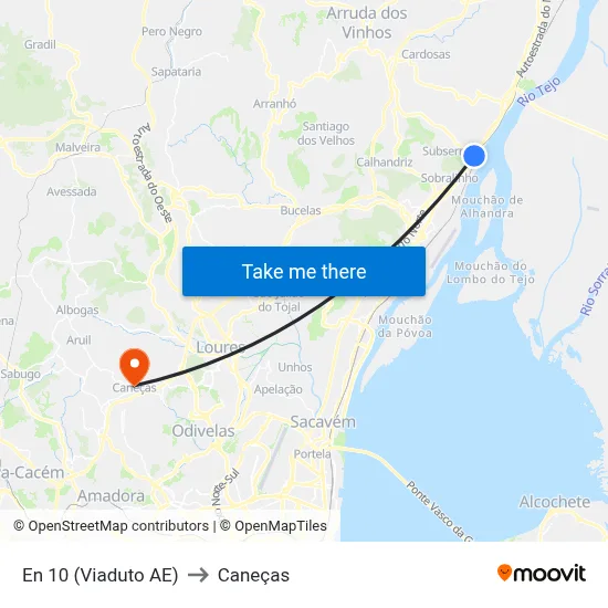 En 10 (Viaduto AE) to Caneças map