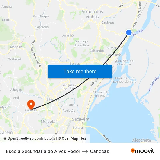 Escola Secundária de Alves Redol to Caneças map