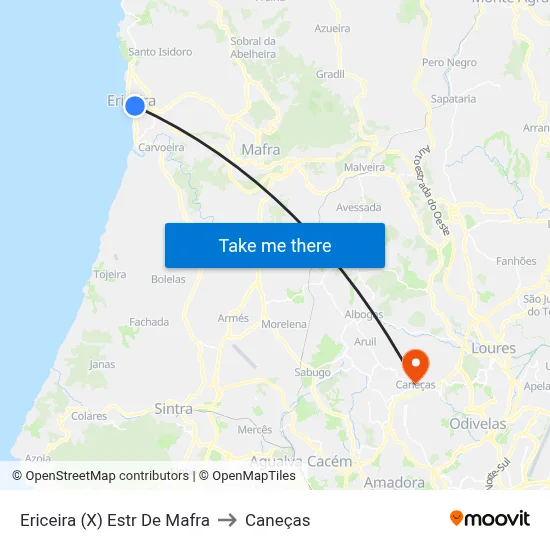 Ericeira (X) Estr De Mafra to Caneças map