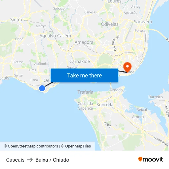 Cascais to Baixa / Chiado map