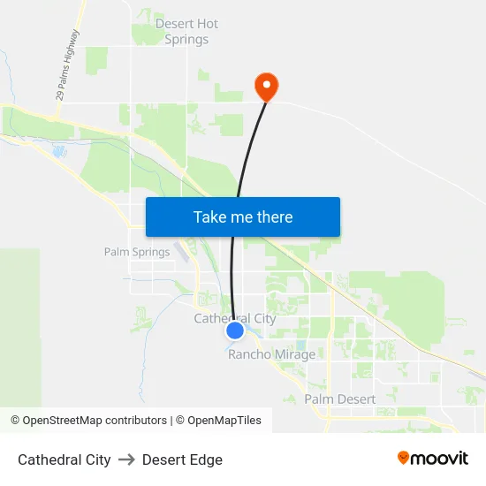 Cathedral City to Desert Edge map
