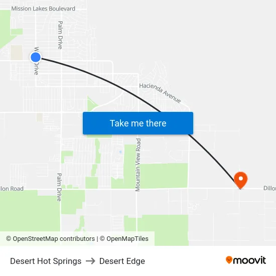 Desert Hot Springs to Desert Edge map