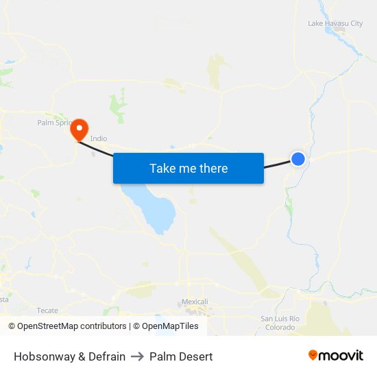 Hobsonway & Defrain to Palm Desert map